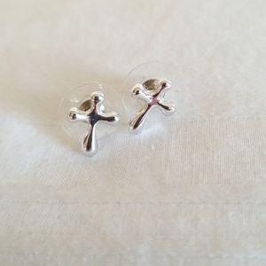 Silver Cross Stud Earrings